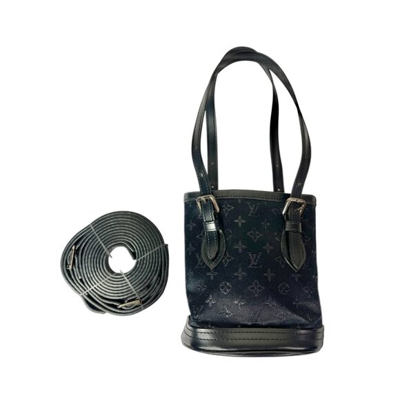LOUIS VUITTON Mini Monogram Satin Sac D'Épaule Bucket Monogram 2 Way Bag M92192 - Picture 2 of 13